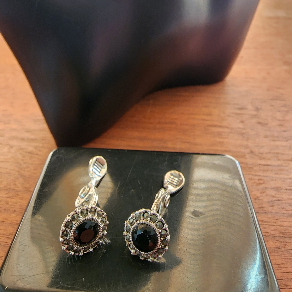 Monet vintage Marcasite clip on earrings